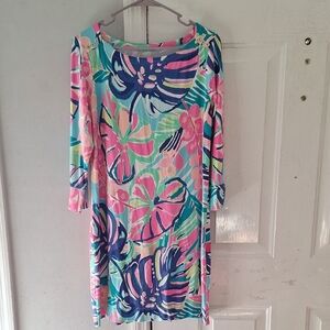 Lilly Pulitzer Sophie Multicolor Leaf Print Midi Dress Large